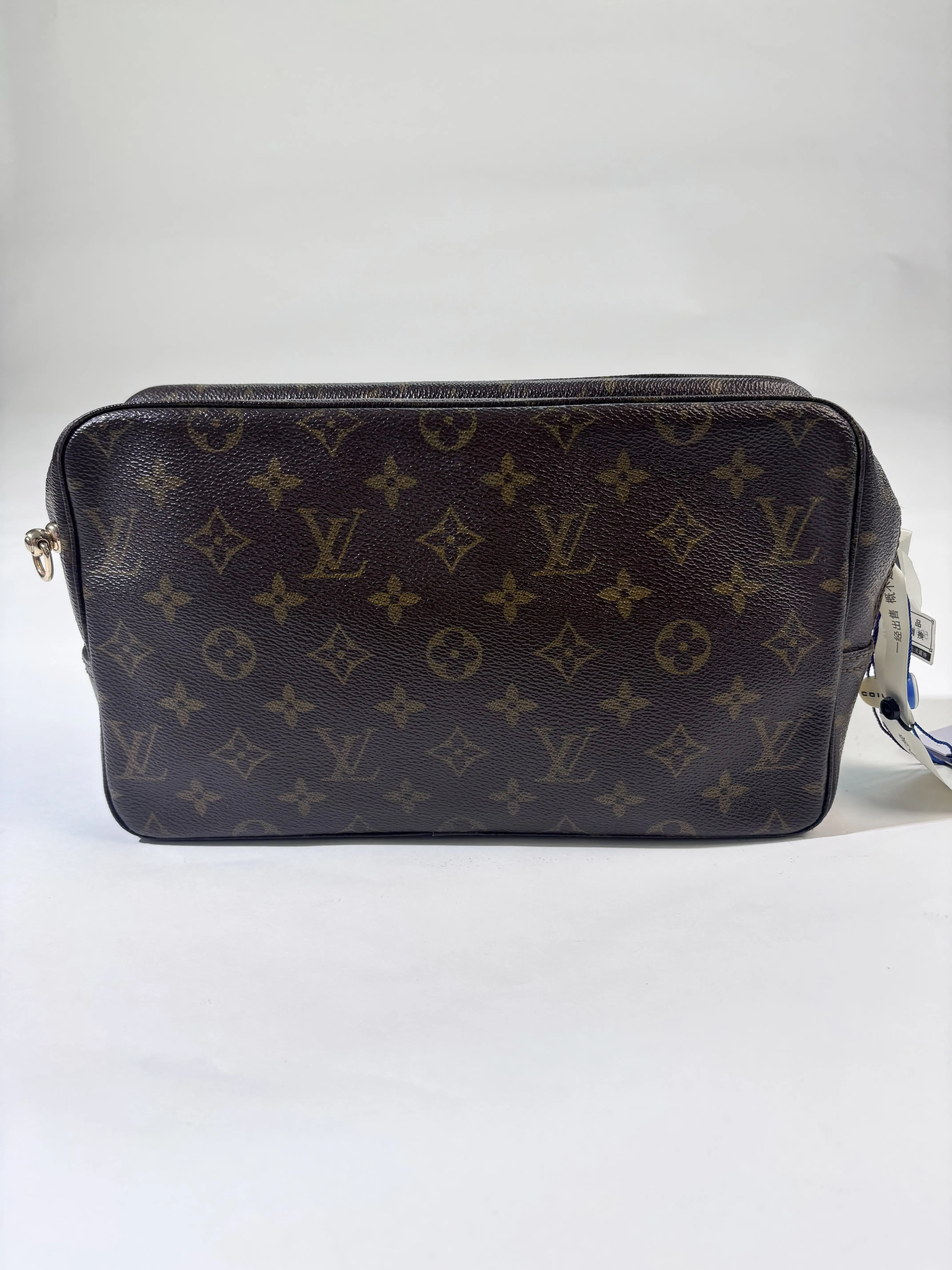 Pre-owned Louis Vuitton CALF Clutches & Wristlets Vintage Monogram Canvas Pochette Toilette Cosmetic Pouch Clutch Bag Brown
