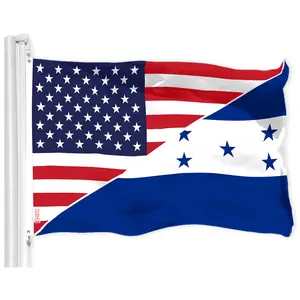 G128 Honduras USA Friendship Flag | 3x5 Ft | LiteWeave Pro Series Printed 150D Polyester | Specialty Flag, Indoor/Outdoor, Vibrant Colors, Brass Grommets