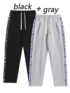 Men's Ethnic Style Jogger Pants, Colorblock Casual Sportswear, Panel Sweatpants, Drawstring Waist, Fitted, Suitable for Daily Wear, Home, Outdoor Activities, Casual Sports Trousers, Athleisure Casual Bottoms