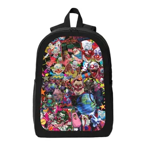 Creepy Clown Horror Backpack, Single Layer Lightweight Daypack for Daily Use, Spooky Circus Clown Printed Bookbag for School, Commute, Weekend Trips, Edgy Gift for Horror Fans