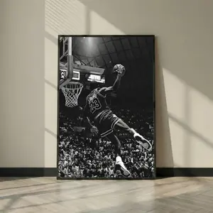 Michael Jordan Dunk Poster, Iconic #23 Chicago Black and White Basketball Photo Print, Legend Wall Art, Man Cave Decor Gift, Decoration, Room