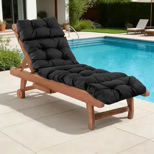 Chaise Lounge Cushions Outdoor, Waterproof & Fade Resistant Patio Lounge Chair Cushions for Outdoor Furniture, Chaise Cushion with Ties for Patio, Pool, Lawn and Beach, 75.1x22.8x4.7 Inch, Navy Blue