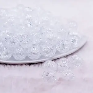 16mm White Crackle Bubblegum Beads