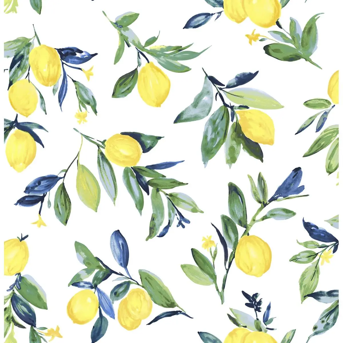 212 MAIN NUS3161 Lemon Drop Yellow Vintage Lemon Print Peel-Stick Repositionable Single Roll Wallpaper, Easy Install Indoor Use DIY Home Wall Decor