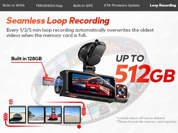 TERUNSOUL 4K Dual Dash Cam with Front-Rear Camera Options, Triple Camera Variant, GPS, 5GHz WiFi App Control, 128GB Card Included, Night Vision, 24H Parking Mode dashcam sohochic TERUNSOUL 4K Dual Dash Cam with Front-Rear Camera Options, Triple Camera Variant, GPS, 5GHz WiFi App Control, 128GB Card Included, Night Vision, 24H Parking Mode dashcam sohochic
