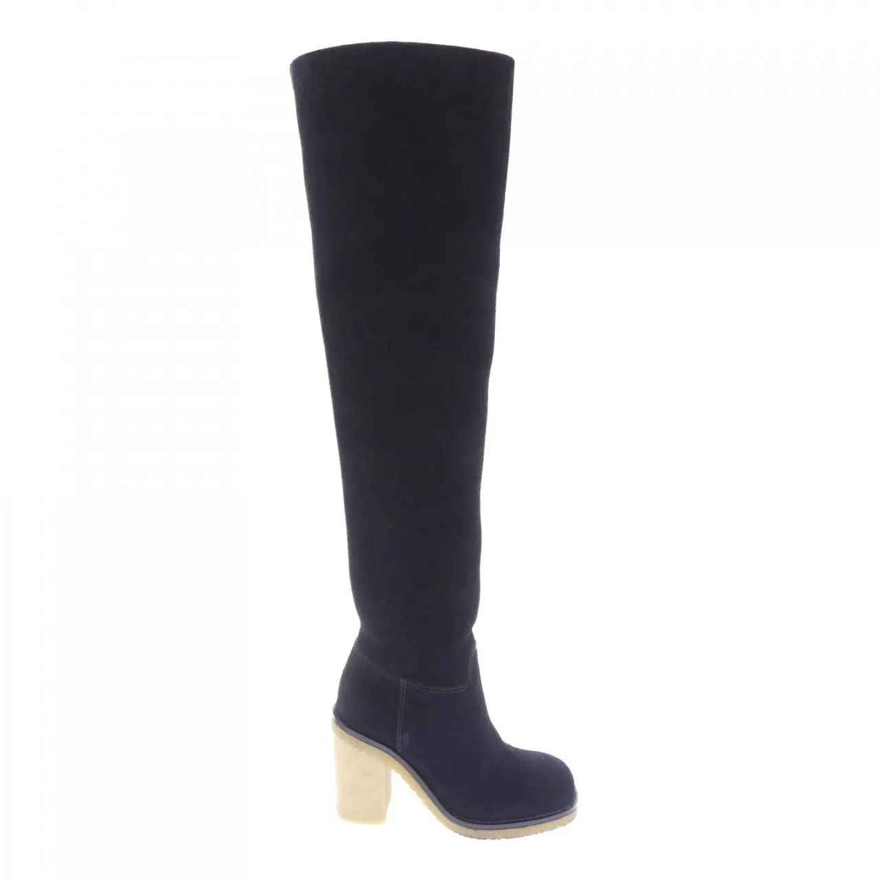 Pre-owned CHANEL Suede Small Leather Goods Calfskin Long Boots