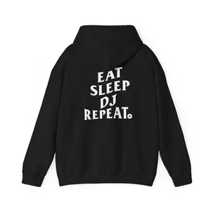 DJ Hoodie Music Lover Sweatshirt, Eat Sleep DJ Repeat Hooded Sweatshirt Streetwear Apparel