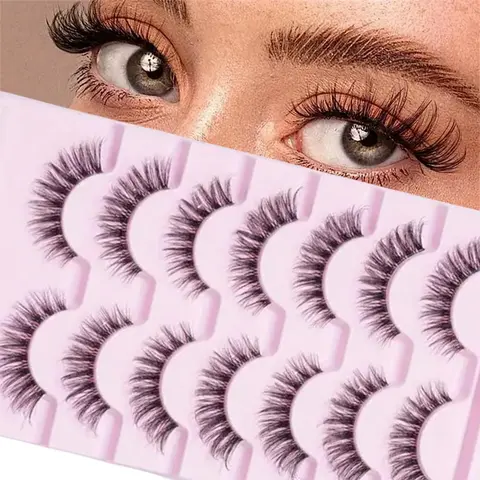 Natural Wispy False Eyelashes (7 Pairs), Crisscross Fish Tail Style Eyelash Extensions, Self Grafting False Eyelashes, Eye Makeup Accessories, Cosmetic, Eyelash Falsies, DIY False Eyelashes, Soft Wispy Lashes, Voluminous False Eyelashes
