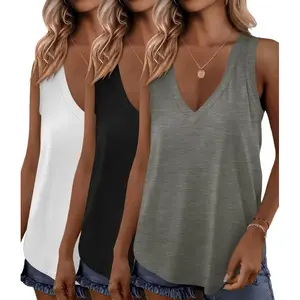 KKJ 3 Pack Womens Tank Tops 2026 Spring Summer Vacation Outfits V Neck Loose Sleeveless Blouse Casual Shirts Fashion Clothes