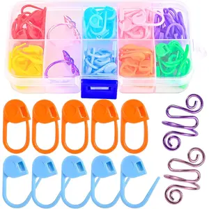 2 count Crochet Ring + 100 count Stitch Markers Adjustable Crochet Tension Rings for Finger Handmade Open Yarn Guide Crocheting Rings Knitting Accessories with Box,The Ideal Aid to Crochet Supplies