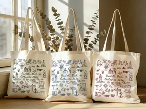 Coastal Doodle Tote Bag, Last Toast on the Coast, Destination Wedding Welcome Tote, Coastal Bachelorette, Brides Last Toast, Hand Drawn Tote