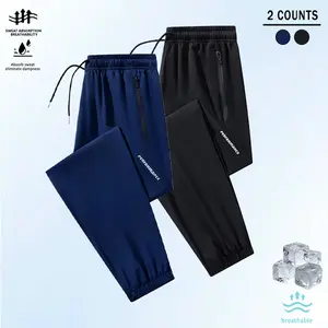 Men's 2-piece quick-drying sports leggings - zipper pockets, breathable and moisture-absorbing fabric, a must for fitness and daily casual wear