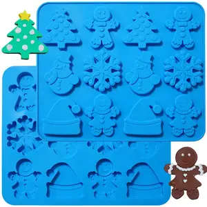 2pack Silicone Christmas Cookie Mold For Baking  Non-stick Molds Chocolate Jello