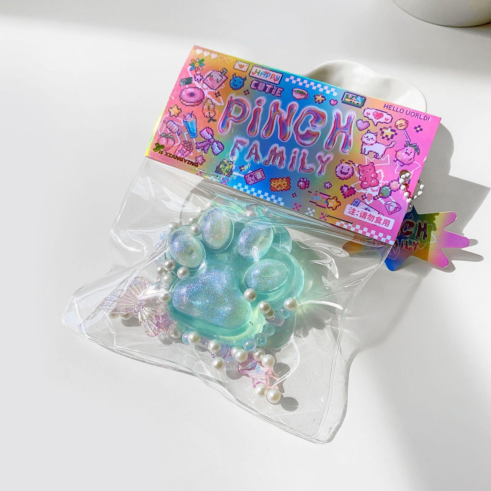 “Crystal Style” Cat Paw Squeeze Toy — Cute, Transparent TPR Stress Relief Toy (Large Size) — Strawberry-Themed Stress Relief Toy