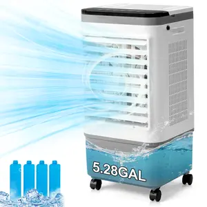 3 in 1 Portable Evaporative Cooler,720R,Indoor,Outdoor,461CFM Air Cooler with remote,Copper motor,5.28 Gal Water Tank & Scroll Casters, 4 Ice Packs,12H timer settings,Gray and White,summervibes