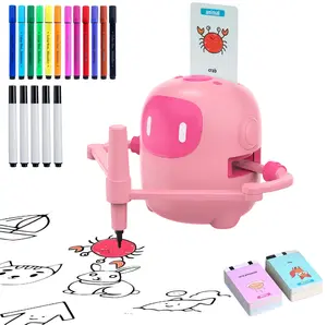 Drawing Robot for Kids with 150 Cards, Voice Interactive Educational Drawing Machine, Montessori Painting Learning Toys for 3 4 5 6 7 8 Year Old Boys Girls Birthday Party (Red)