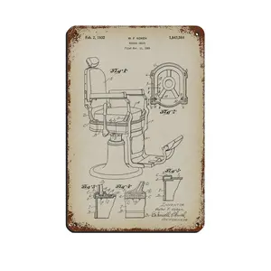 Vintage Metal Tin Signs Vintage Patents Barber Chair Patent Metal Signs, Customize for Office, Business, Home, Workplace, Airbnb, Delivery Signs, Rust Free,Aluminum, Fade Resistant
