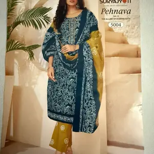 Suryajit Punjabi Women's Clothe Pehnava Vol 5 Model 5004 Navy Blue & Yellow Traditional Design Casual Womenswear