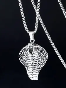 Cobra Design Titanium Steel Necklace, Vintage Distressed Unique Pendant, Streetwear Fashion Accessory for Men, Trendy Jewelry