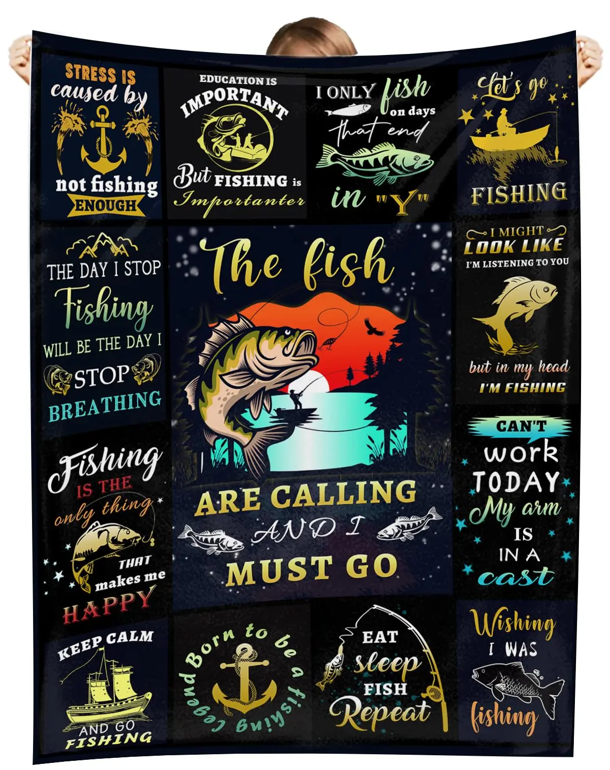 Fishing Blanket Gifts for Men , Unique Fishing Gift for Fisherman, Fishing Gifts for   60×80