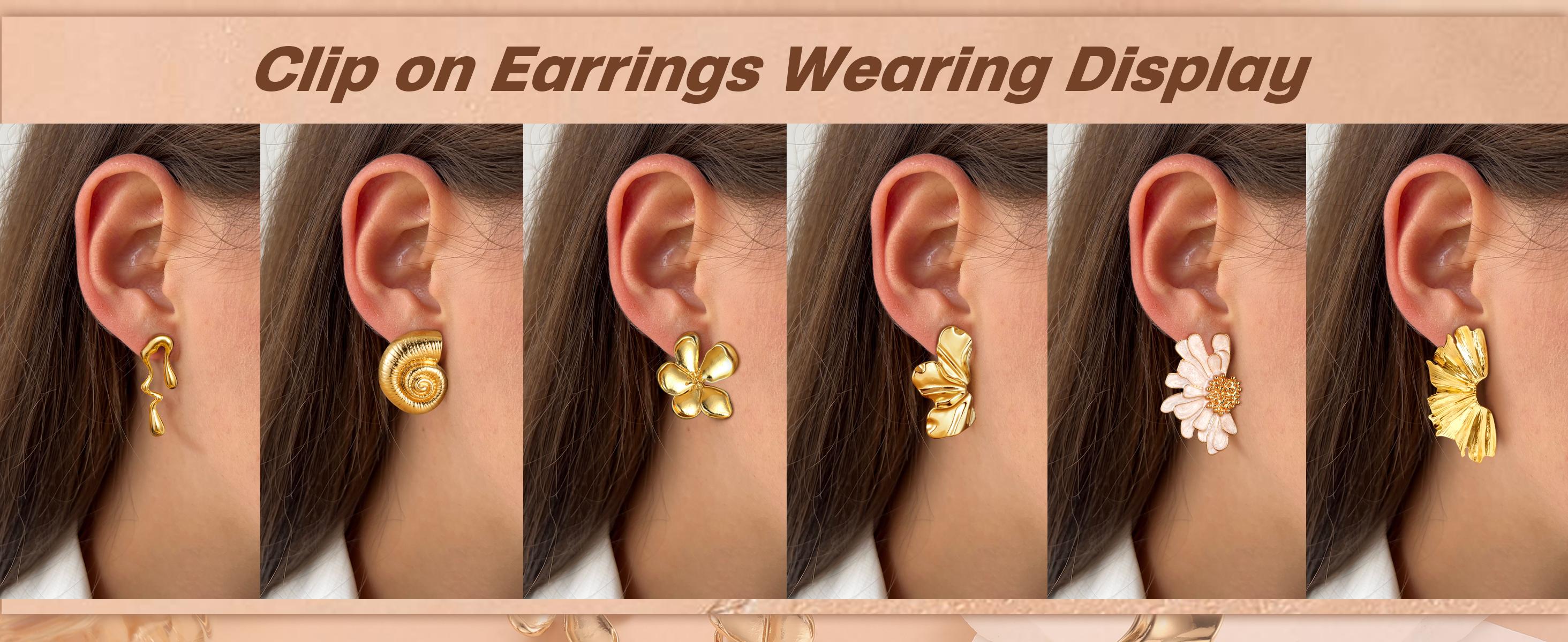 ORAZIO Gold Clip On Earrings for Women Trendy Non Piercing Flower Dangle Earrings 14K Gold Plated Lightweight Hypoallergenic Bohemian Floral Earrings Set ORAZIO Gold Clip On Earrings for Women Trendy Non Piercing Flower Dangle Earrings 14K Gold Plated Lightweight Hypoallergenic Bohemian Floral Earrings Set