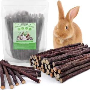 Bissap 230g\/8.1oz Apple Sticks for Rabbits, Natural Bunny Chew Toys and Treats for Chinchilla Guinea Pig Hamster Gerbil Small Animals Pet Apple Wood Stick Toys Teeth Grinding