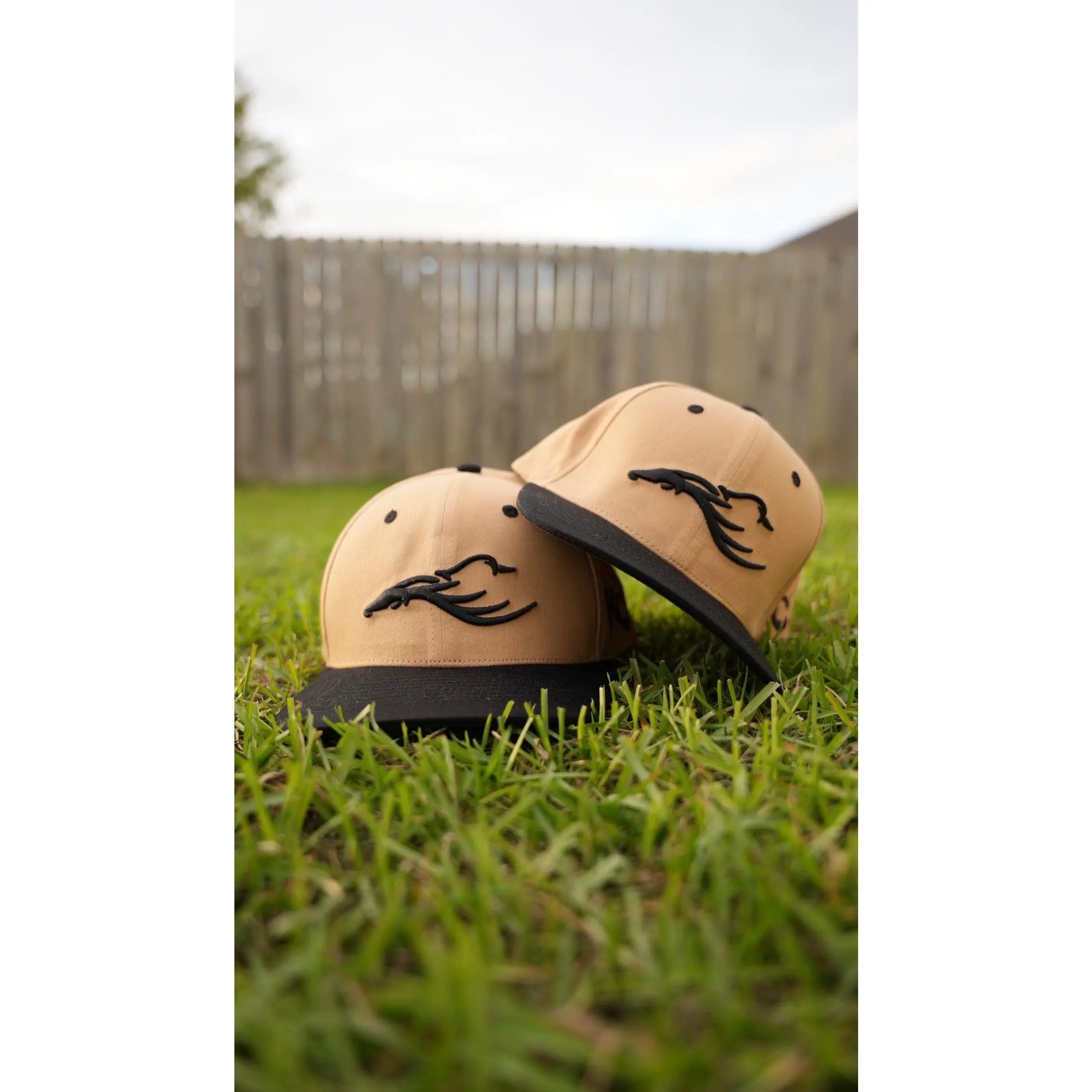 Khaki/Black 6 Panel Hat