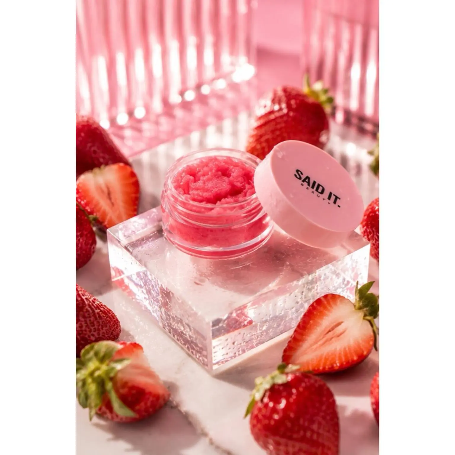 Said It Beauty Don't F With Me Strawberry Sugar-Oil Alcohol-Free Lip Scrub - Gentle Wipe-Off Cream Scrub, Hydrating Nourishing Formula for Dry Lips, Sweet Scent, Soft Smooth Finish, At-Home Luxury Treatment