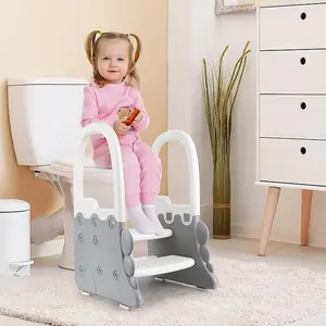 Toddler Step Stool for Bathroom Sink, RONIPIC 2 Step Stools for Kids, Anti-Slip Stool for Kitchen Counter, Potty Training Toilet Stool with Handrail