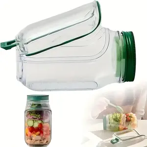 1/2/4pcs Salad Mason Jar Side Open 1-Pack - Leakproof Vertical Layering Salad Jars with Built-In Dressing Containers, Reusable & Portable Lunch Containers for Office, Picnic & Travel