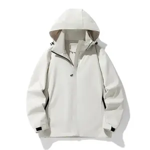 Men’s outdoor windproof waterproof jacket with fleece lining, suitable for hiking and climbing; warm loose fit; zippered pockets; adjustable hood; windproof zip placket; adjustable Velcro cuffs; fall/winter jacket coat