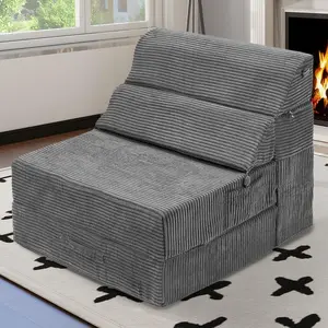 Comfy Folding Sofa Bed - Convertible Sleeper Sofa Fold Out Sleeper Chair Couch for Living Room Guest, Foldable Floor Chairs Lounger Mattress with  Support, Dark Grey