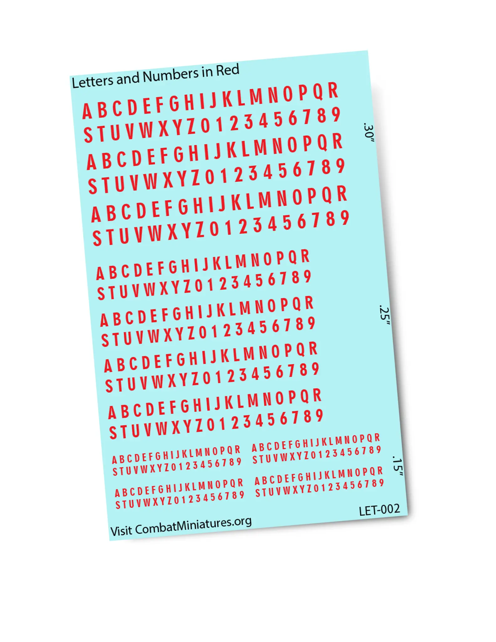 Letters & Numbers in Red Waterslide Decals