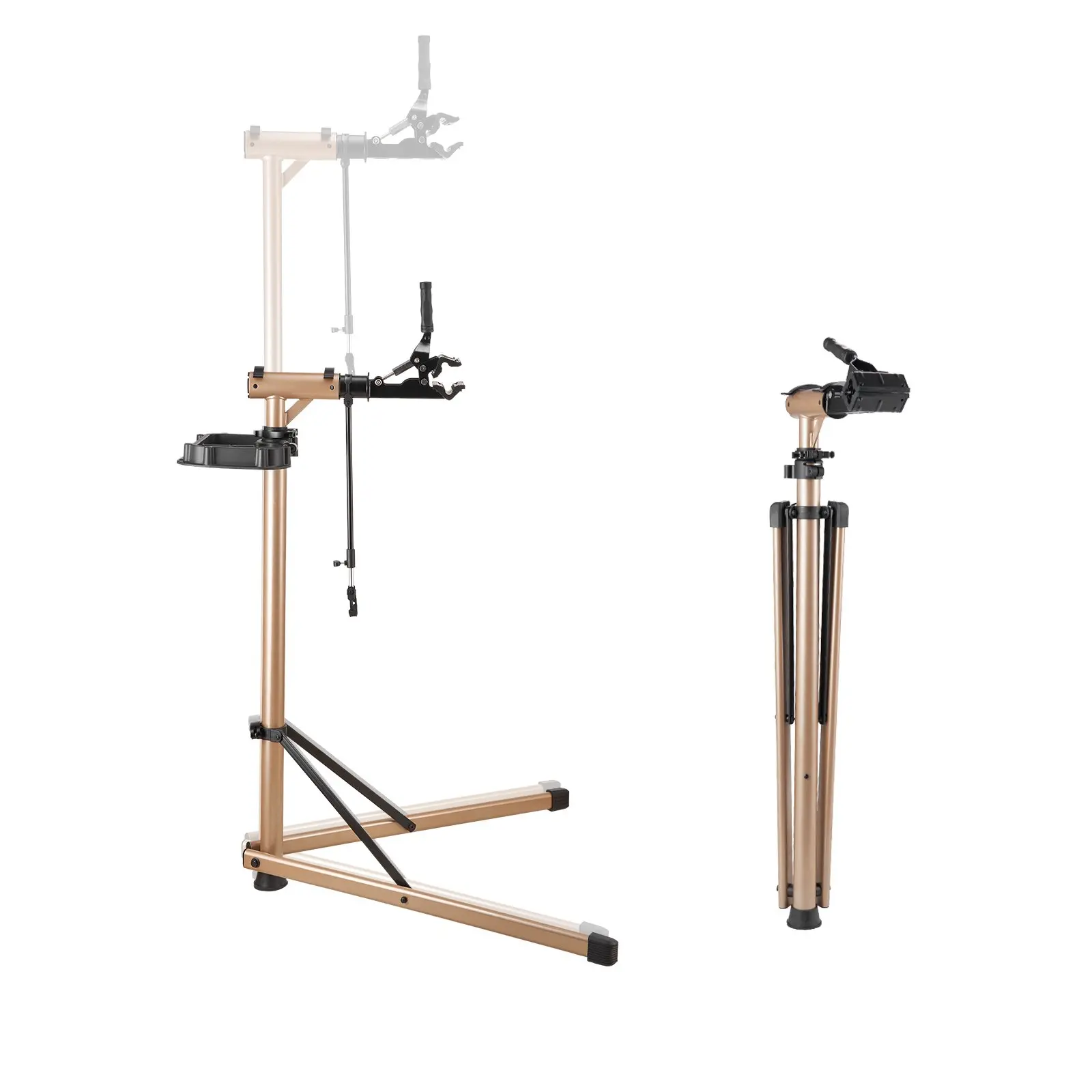 VEVOR Steel+Alloy Bicycle Repair Stand, 2-Leg Design with Clamp, 110 lbs Max Load, 40.3-59.4 in Adjustable Height, Large Tool Tray, 14 lbs Collapsible Rack for E-Bikes/Mountain Bikes (37 x 31.3 x 69.6 in) – Garage Ebike Repair Tools & Hardware, 360° Clamp