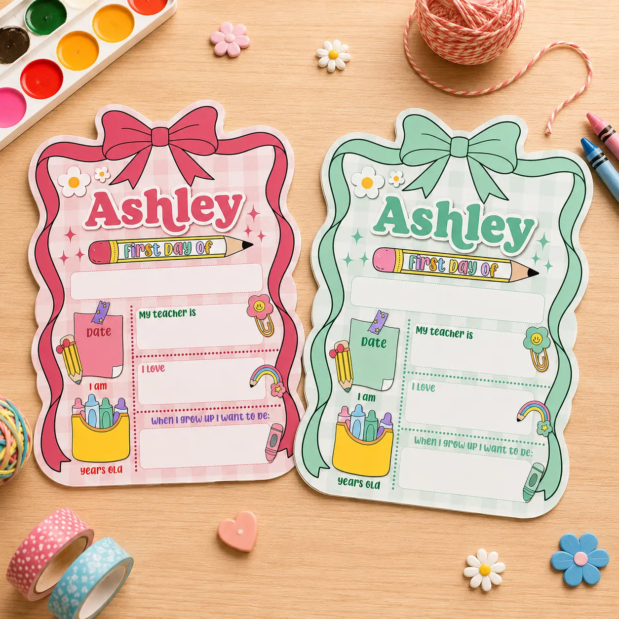 Personalized Acrylic First Day of School Sign, Custom Checkered Board for Kids, Back to School Photo Prop, Reusable Milestone Marker