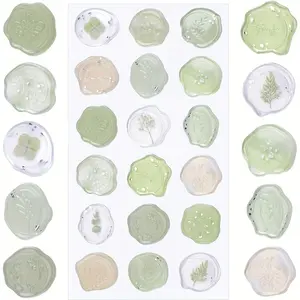 Urroma 54pcs Wax Seal Stickers, Transparent Self-Adhesive Envelope Seals, Wedding Party Birthday Invitations, Flash Effect, Round, Single Use