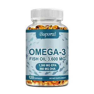Buporai - Triple Strength Omega 3 Fish Oil - 3600 mg - Contains EPA & DHA and Omega 3 Fatty Acids - Premium Essential Fatty Acids - Supports Healthy Joints, Eyes, Brain, Immune System - 120 Capsules