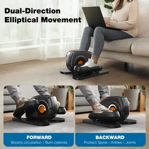 Under-Desk Elliptical Machine - Compact & Quiet Mini Pedal Exerciser with LED Display, Adjustable Speed, Portable for Home or Office Workouts
