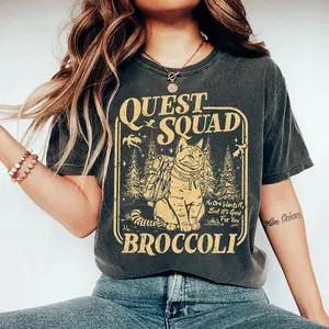 Onyx Storm Quest Squad Broccoli Comfort Color Shirt, Broccoli Cat Shirt, Ridoc Romantasy Fan Shirt, Dragon Rider Tee, Bookworm Gifts, Cat Mom Book