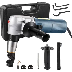 VEVOR Double Head Sheet Metal Nibbler Cutter, 360 Degree Metal Nibbler Drill Attachment with Extra Punch and Die, Cutting Hole Accessory and Step Drill Bit, for Straight Curve and Circle CuttingVEVOR Super Brand Day