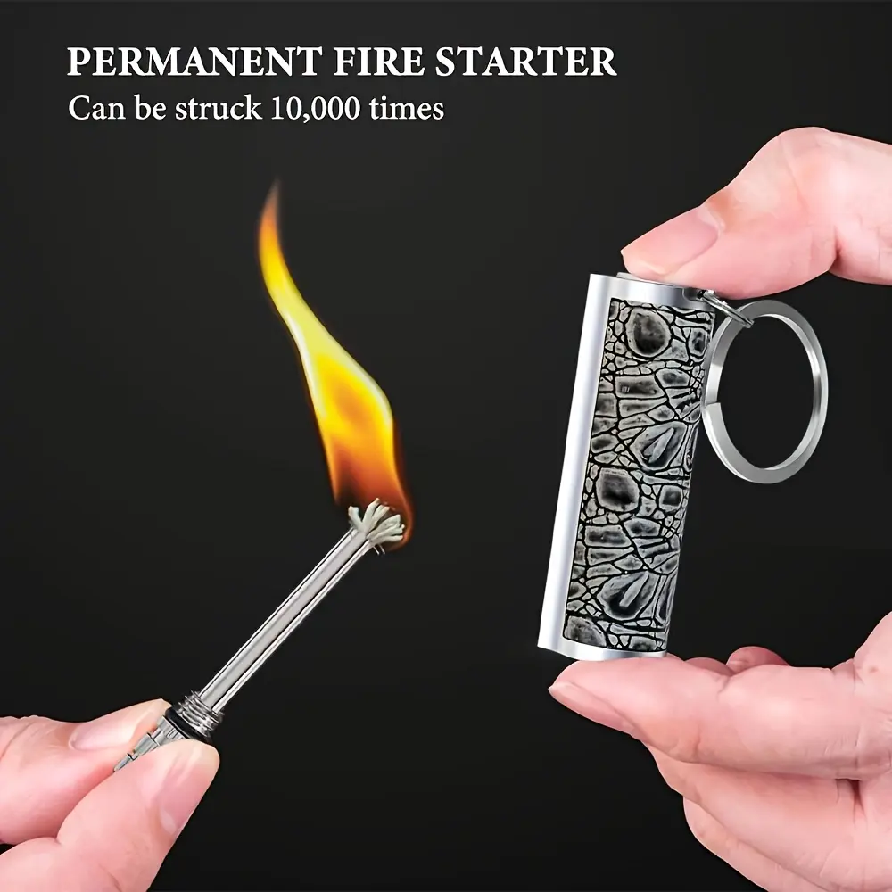 Retro Forever Lighter Small Match Sticks, Multi-Function Metal Kerosene Lighter, Mini Portable Igniter for Outdoor Camping Bonfire and Burning Stick Gift for Boyfriend (Oil Not Included in Delivery/Kerosene Required for Ignition)