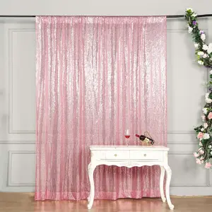 Pink Sequin Backdrop Drape Curtain, Photo Booth Event Divider Panel - 8ftx8ft