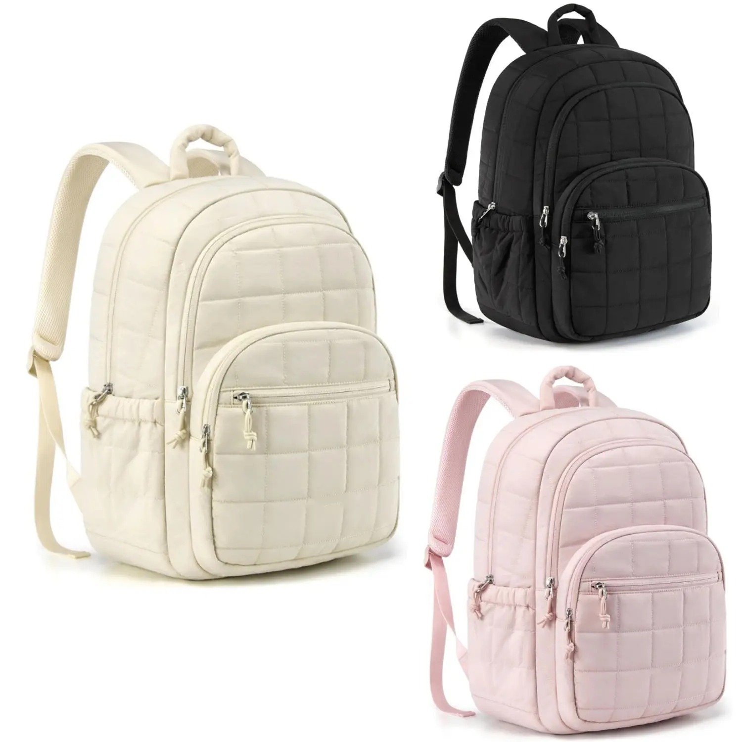Durable Water Resistant Backpacks for School, Casual Solid Taslon College Pack for Women & Girls with 15.6" Laptop Compartment for Travel, Durable Backpack