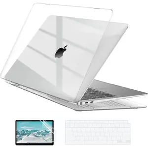 Hard Case Compatible with MacBook 13 inch M1 Chip20212018 with Retina Display, 13.3 inch Plastic Protective Case + Transparant Keyboard Cover + Screen Protector, Crystal Clear