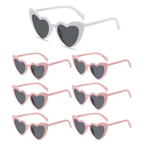 Heart Shaped Sunglasses, 7counts/set Creative Bachelor Party Glasses, Fashionable Sunglasses for Women & Girls, Wedding Party Decoration Supplies