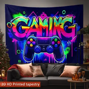 2 Piece Cool Tech Style Tapestry Wall Hanging, Rich Colors, Perfect for Game Lovers, Tapestry Wall Mural