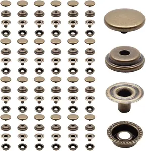 Biaungdo 200Pc 15Mm Heavy Duty Snap Fasteners Kit, Metal Leather Snap Button Press Stud Cap for Canvas, Marine, Boat, Bronzer (4 Components, 50Pc Each) Cyful