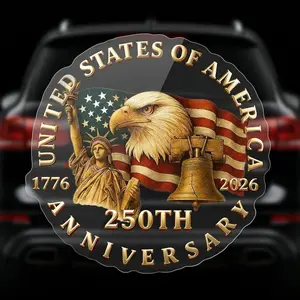 America 250th Anniversary Car Window Decal Sticker - Patriot Eagle with Statue of Liberty Vinyl Decal, 250 Anniversary USA Stickers for Car, Truck, SUV, 250 Years USA Independence Day Car Decal