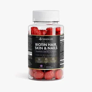 Triada Life Biotin Hair Skin & Nails Gummies with Collagen & Essential Vitamins for Thicker Hair Radiant Skin & Stronger Nails Daily Gummies US Passion Fruit Flavor