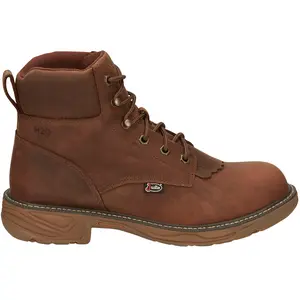 Justin Boots Mens Rush 6 Inch Waterproof Lace Up  Work/Duty - Brown